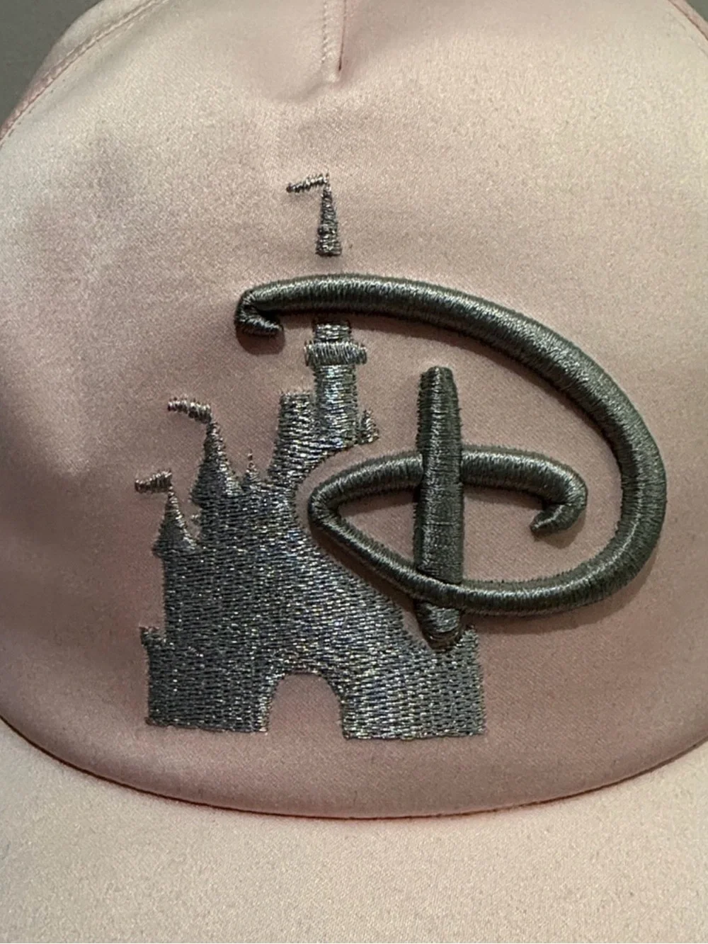 Disney Castle Pale Pink Satin Cap with Silver Accents